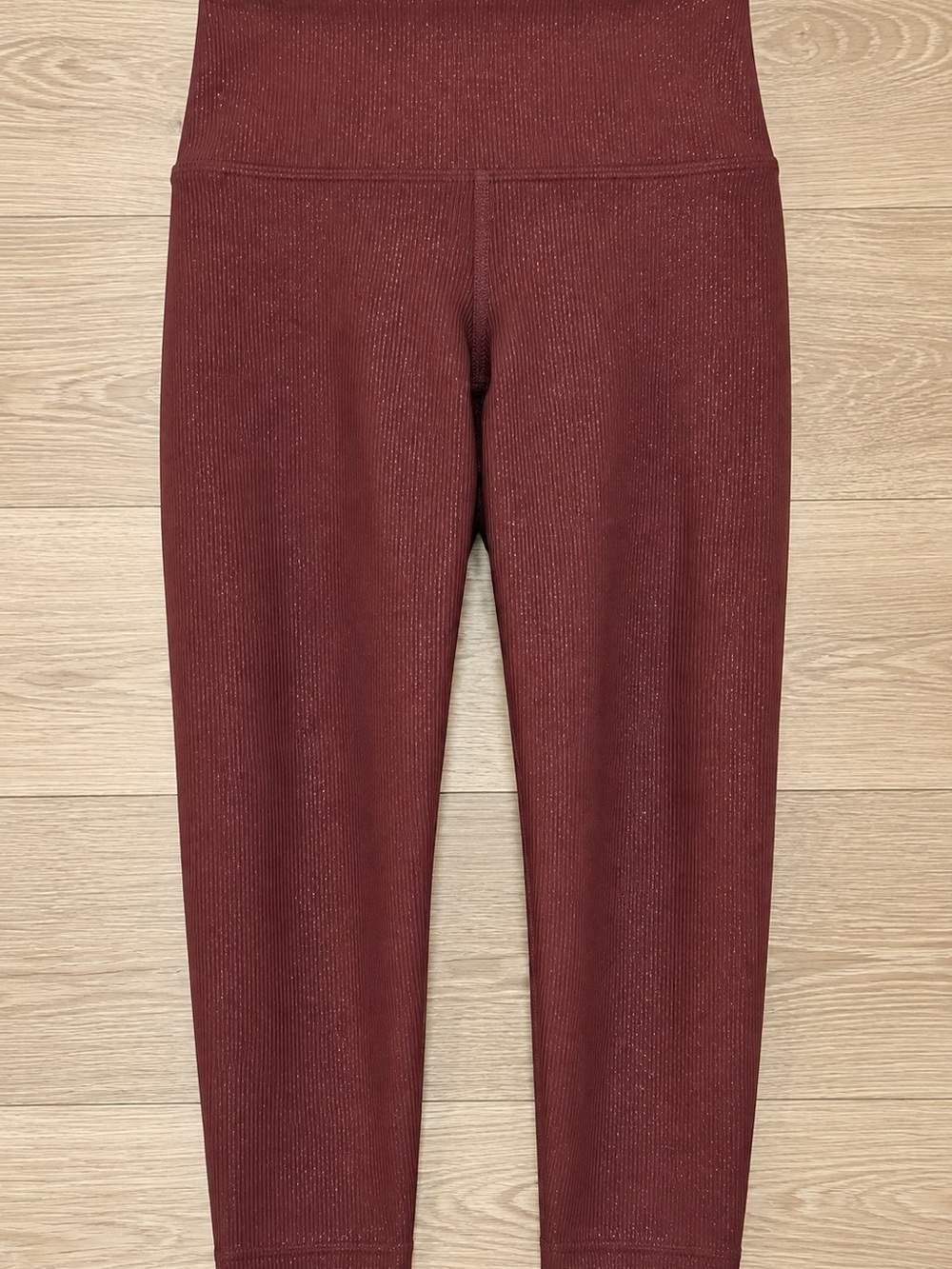 Beach Riot Burgundy Ribbed Shimmer High Rise Leggings Sparkle- S